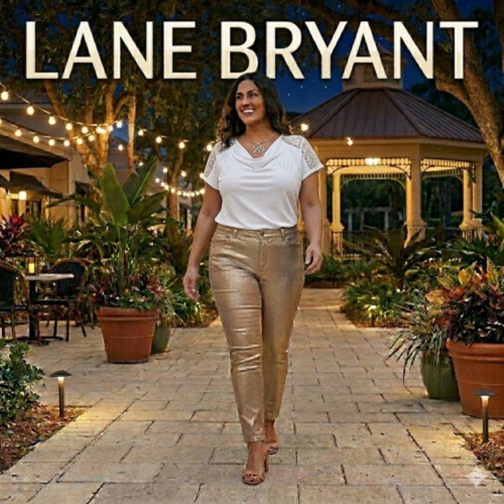 Lane Bryant Plus Size 18 Mid‑Rise Super‎ Stretch Skinny Jeans Champagne Metallic